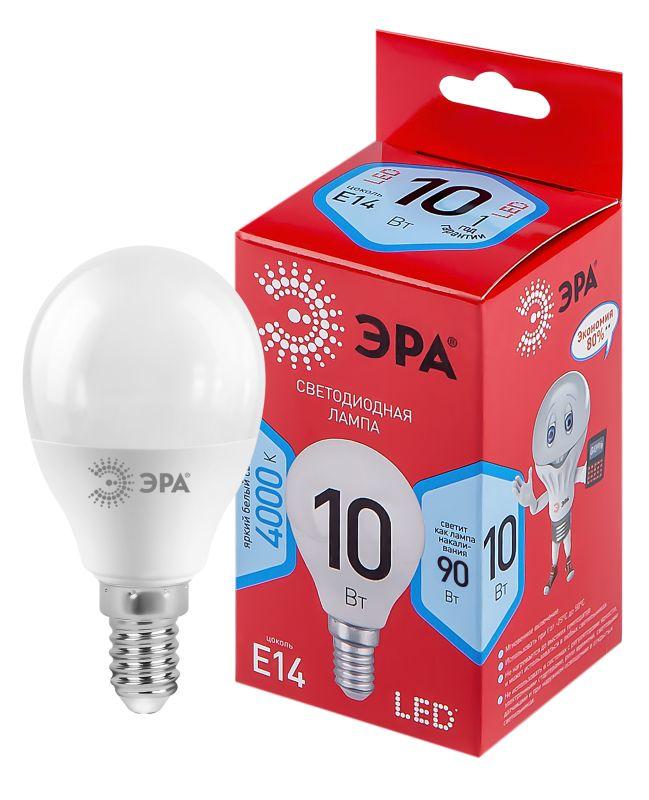 Лампа светодиодная RED LINE LED P45-10W-840-E14 R 10Вт P45 шар 4000К нейтр. бел. E14 Эра Б0050233