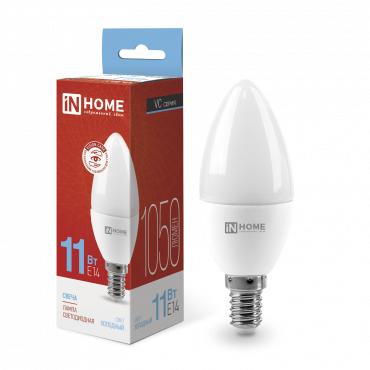 Лампа светодиодная LED-СВЕЧА-VC 11Вт свеча 230В E14 6500К 1050лм IN HOME 4690612024844