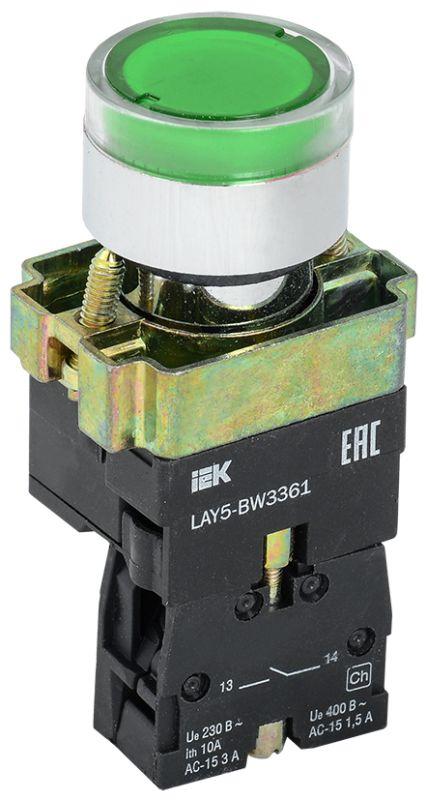 Кнопка LAY5-BW3361 с подсв. зел. 1з IEK BBT50-BW-K06