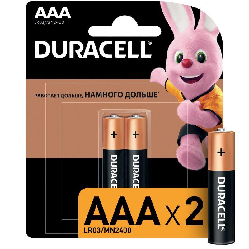 Элемент питания алкалиновый AAA/LR03/MN 2400 Basic BP-2 (блист.2шт) Duracell Б0014052/Б0026812