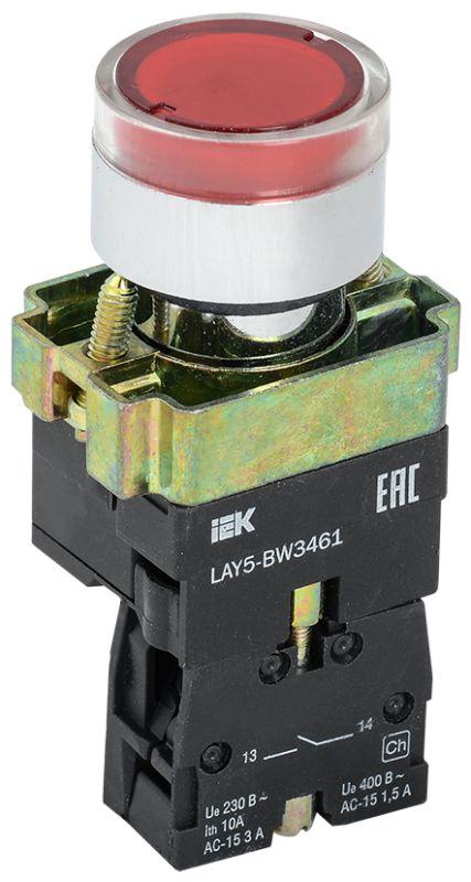 Кнопка LAY5-BW3461 с подсв. красн. 1з IEK BBT50-BW-K04