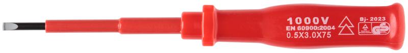 Отвертка изолированная 1000В CrV сталь пластик. ручка 3х75мм SL FIT 55801