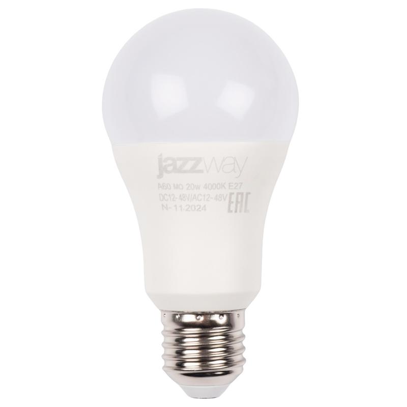 Лампа светодиодная низковольтная PLED-A60 MO 20Вт 4000К нейтр. бел. E27 12-48В AC/DC Pro JazzWay 5050624