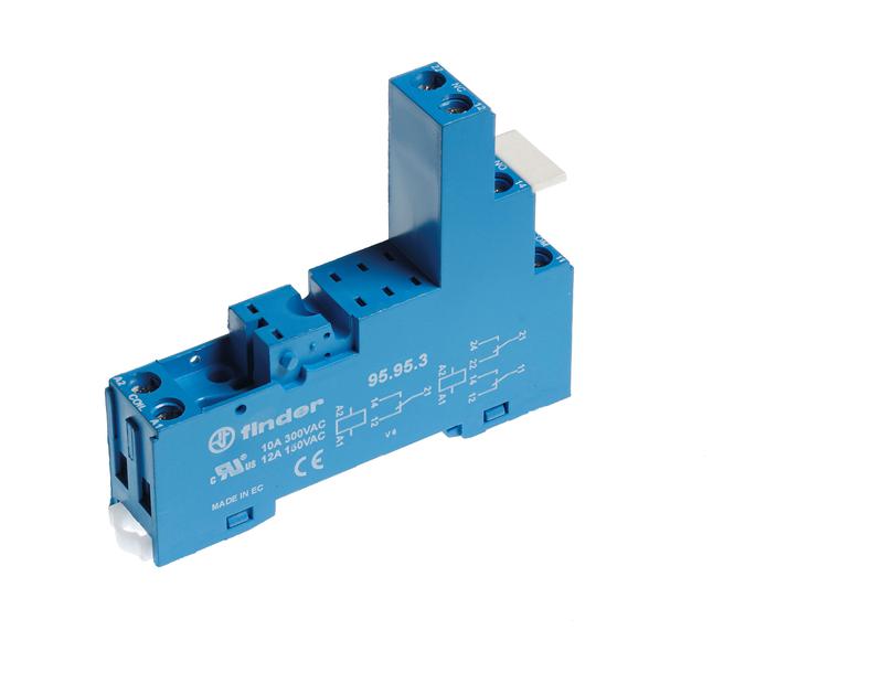 Розетка с винт. клеммами (с зажимной клетью) для реле 40.51 40.52 40.61 44.52 44.62 в комплекте металлич. клипса 095.71 син. FINDER 95953SMA