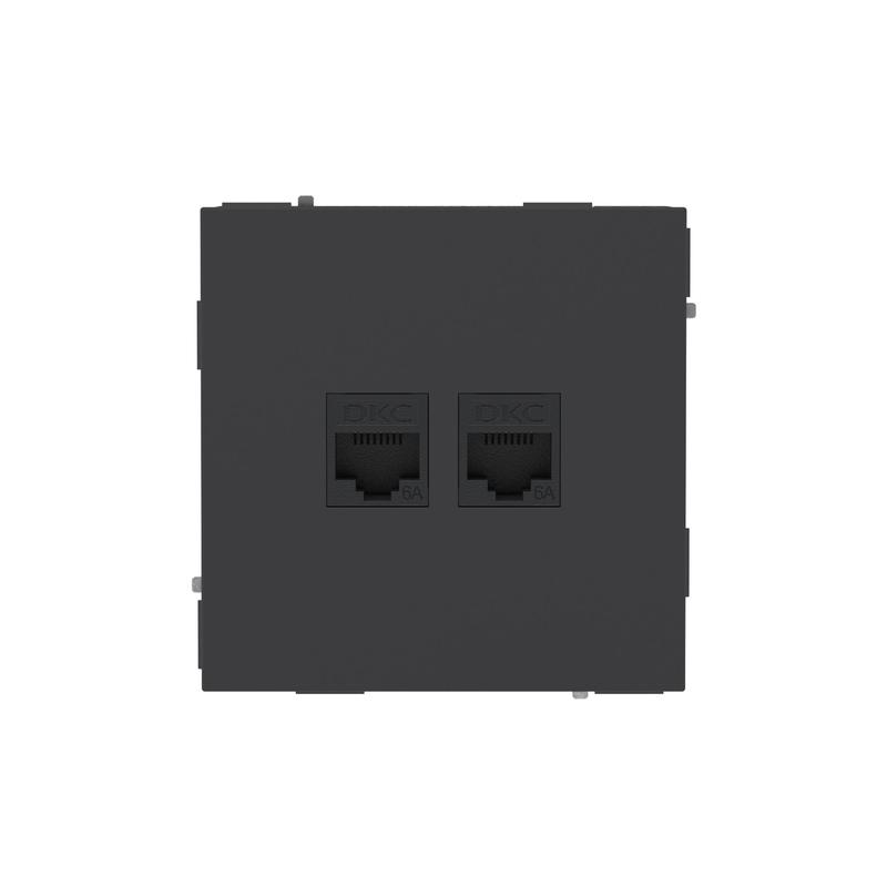 Розетка компьютерная 2-м KANT RJ45 кат.6A без шторки черн. уголь DKC 7012674