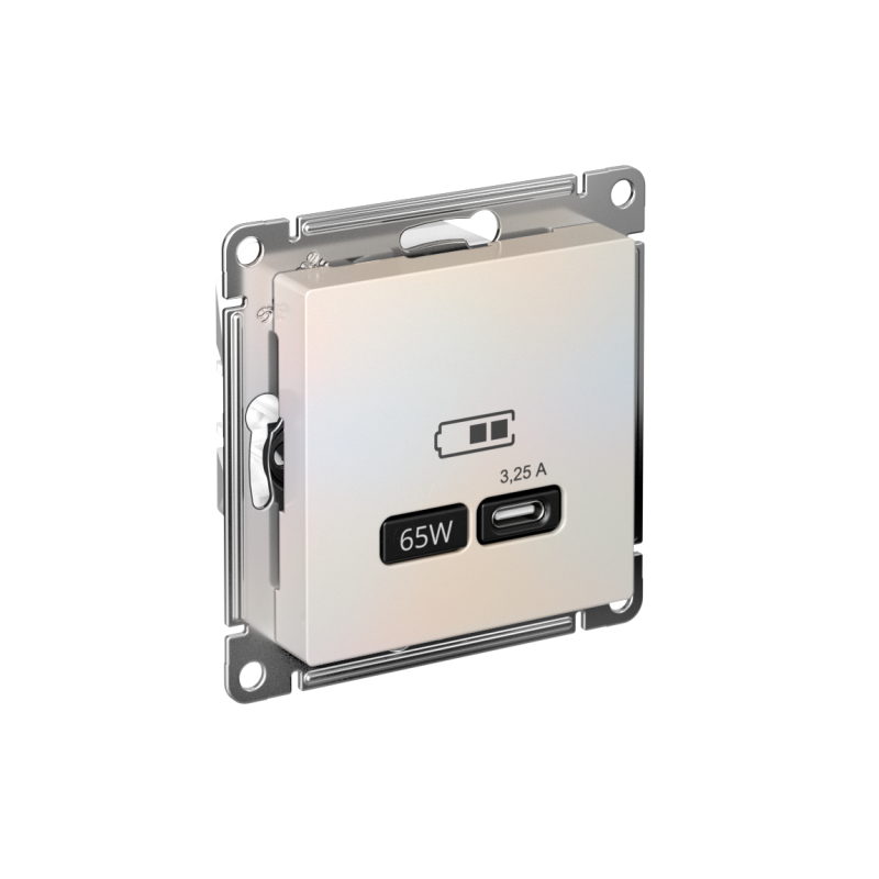 Розетка USB AtlasDesign тип C 65Вт QC PD высокоскор. ЗУ механизм жемчуж. SE ATN000427