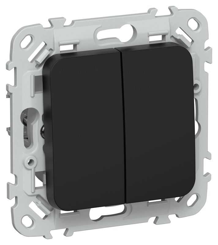 Выключатель проходной 2-кл. СП FLITE ВС62-1-0-ФлЧ 10А механизм черн. IEK FI-V22-0-10-1-K02