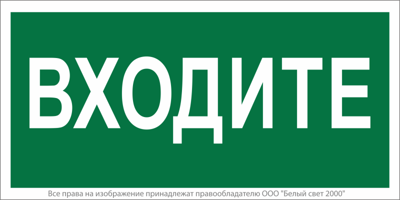 Знак безопасности NPU-2110.EC08 "Входите" Белый свет a18743