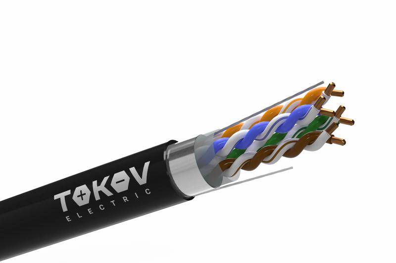Кабель витая пара F/UTP 4х2х24AWG(0.51мм) кат.5E PE TOKOV PRO Fluke tested (м) TOKOV ELECTRIC TKP-C05-F42-5E-305-OD