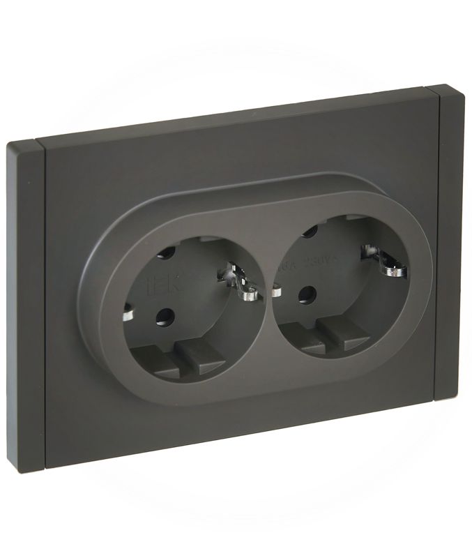Розетка 2-м СП FORTE&PIANO FP323 16А с заземл. защ. шторки безвинт. крепл. сер. IEK FP-R24-16-1-K03