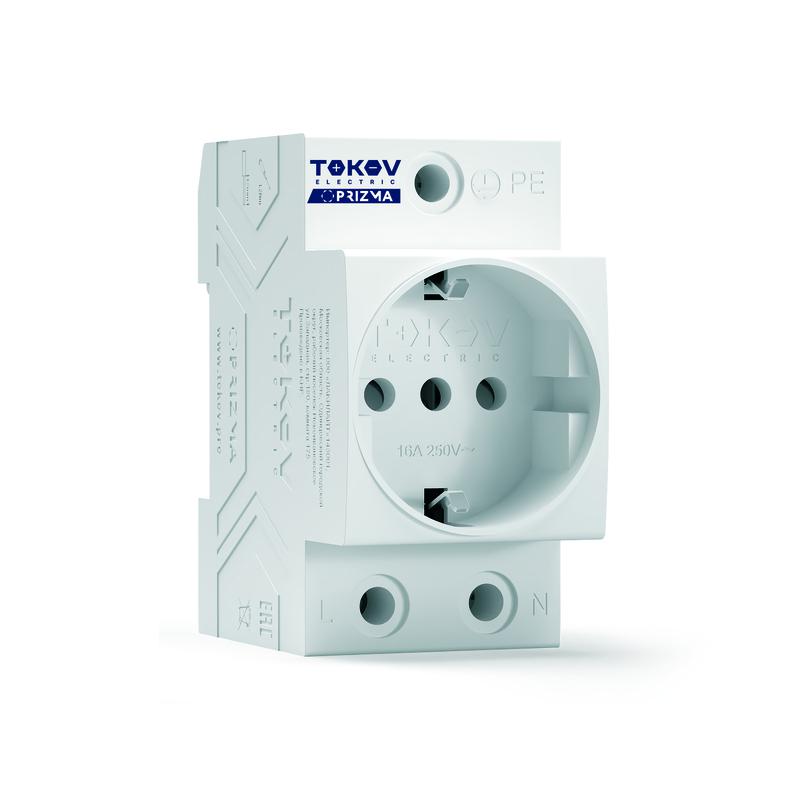 Розетка модульная PRIZMA 16А 230В с заземл. на DIN-рейку TOKOV ELECTRIC TKE-PZ-SMG-16-230