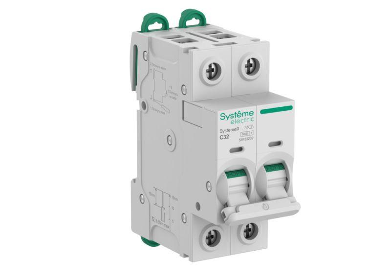 Выключатель автоматический 2п C 32А 6кА Systeme9 400В SE S9F22232