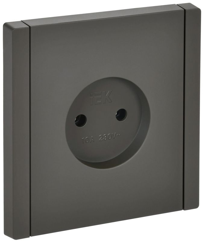 Розетка 1-м СП FORTE&PIANO FP318 10А без заземл. без защ. шторок винт. крепл. сер. IEK FP-R10-10-K03