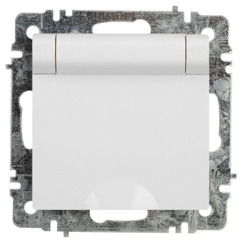 Розетка 1-м СП Accent 6-203-01 16А IP20 250В 2P+E Schuko с крышкой AL/CU бел. Intro Б0063709