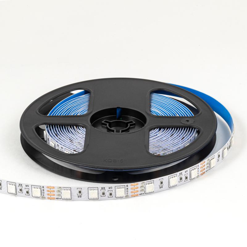 Лента светодиодная 12В 14.4Вт/м RGB smd5050 60д/м IP20 подложка 10мм (уп.5м) OGM LSE-271