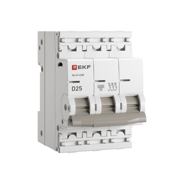 Выключатель автоматический модульный 3п D 25А 6кА ВА 47-63N PROxima EKF M636325D