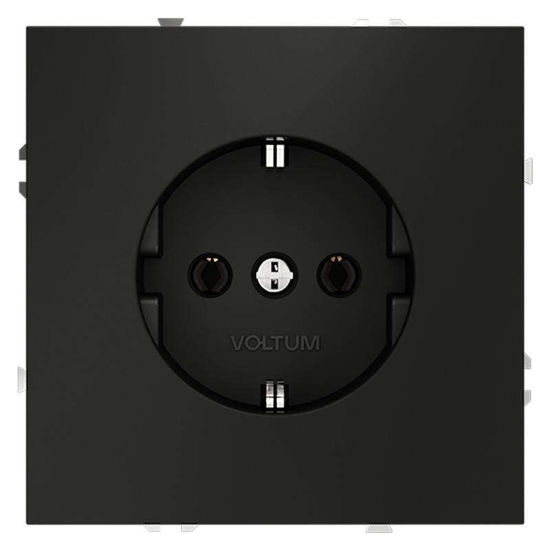 Розетка 1-м СП S70 16А с заземл. механизм черн. матов. Voltum VLS040108