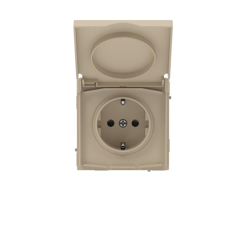 Розетка силовая KANT IP44 2P+E защ. шторки с крышкой ванильн. марципан DKC 7015013