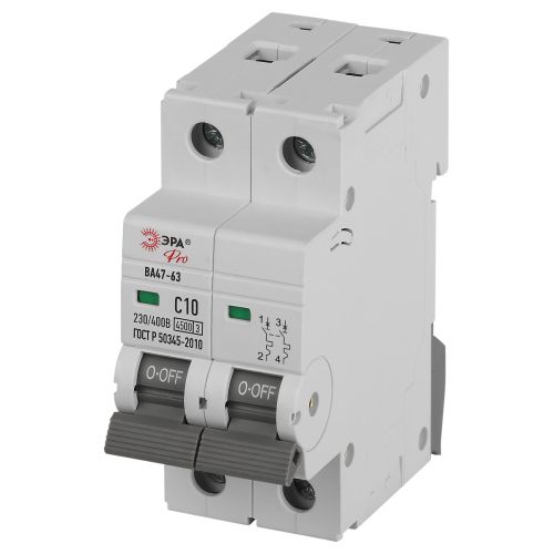 Выключатель автоматический 2п C 10А 4.5кА ВА47-63 PRO ЭРА Б0059420