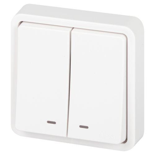 Выключатель Эксперт 11-1525-01 двойн. с подсветкой IP55 10АХ-250В СУ бел. Эра Б0063304