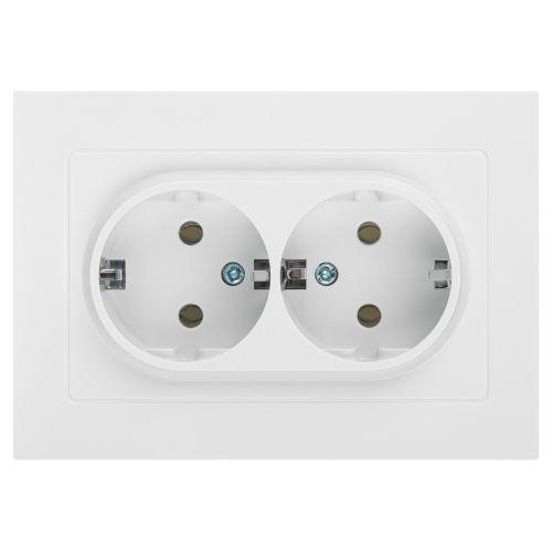 Розетка 2-м СП Accent 6-205-01 16А IP20 250В 2P+E Schuko AL/CU бел. Intro Б0063485