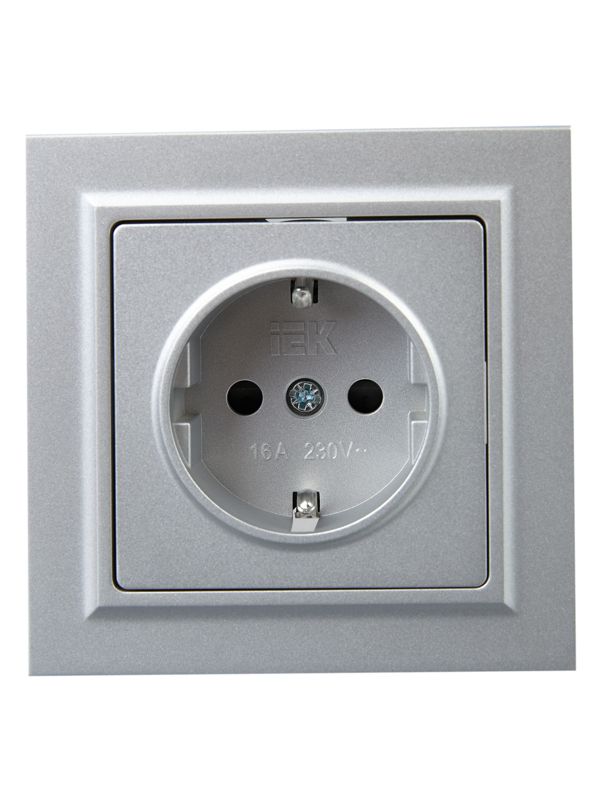 Розетка СП BRITE РСР14-1-0-БрА 16А в сборе с заземл. защ. шторки алюм. IEK BR-R14-16-K47-F