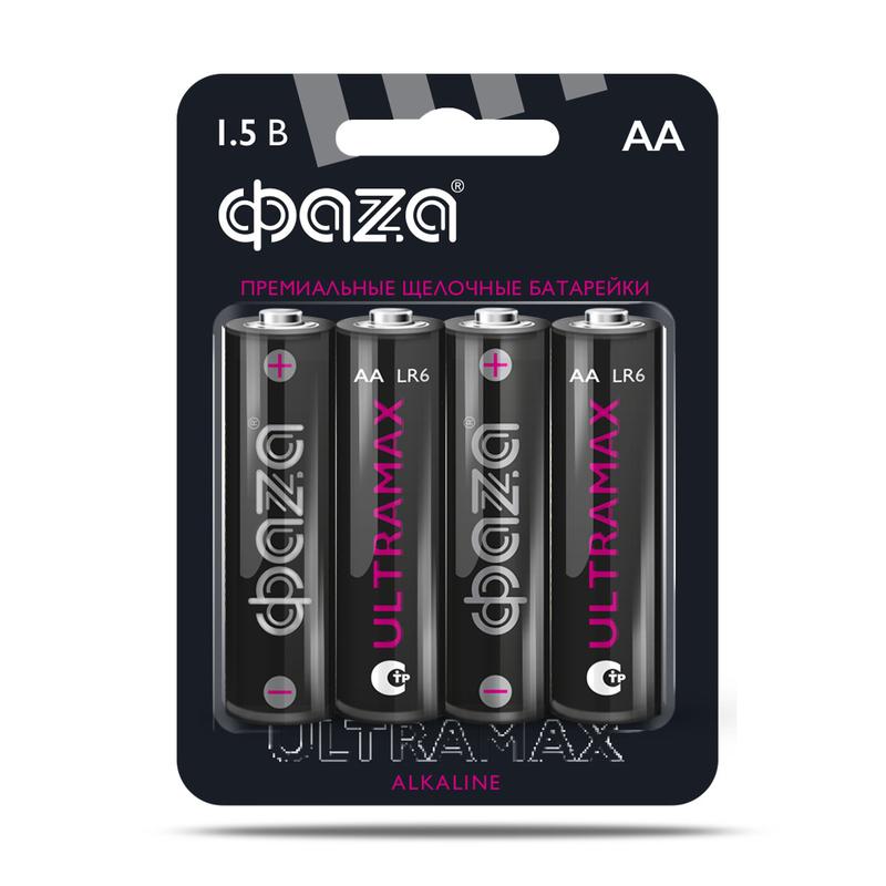 Элемент питания алкалиновый AA/LR6 1.5В ULTRAMAX LR6UM-B4 BL-4 (уп.4шт) ФАZА 5043022