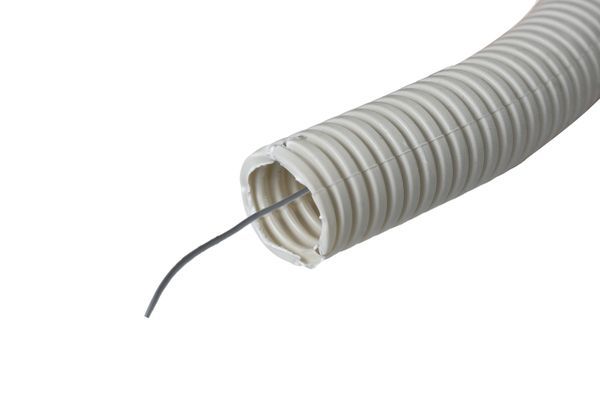 Труба гофрированная ПВХ d32мм с протяжкой сер. (уп.50м) Plast PROxima EKF tg-z-32