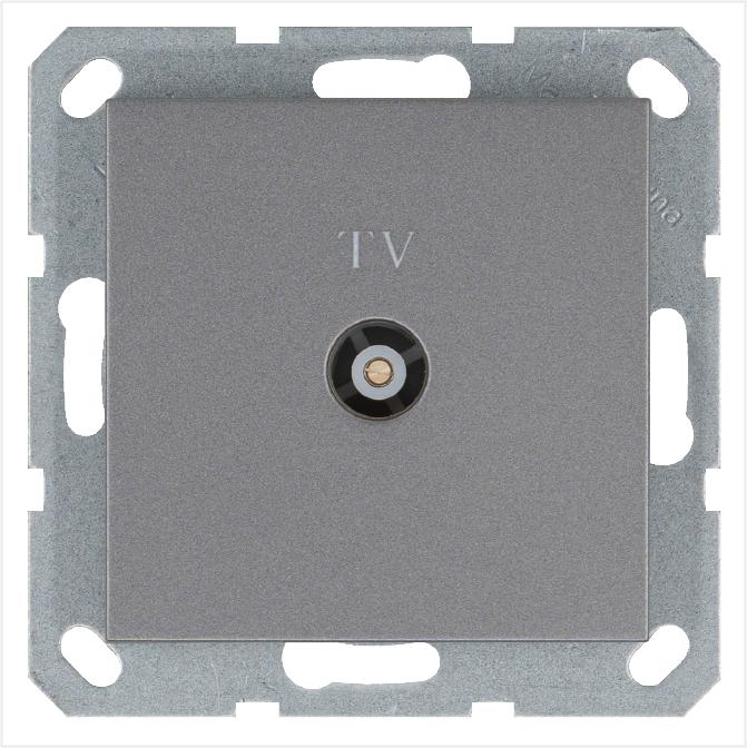 Розетка телевизионная оконечная TV Ф9.5мм механизм алюм. Jasmart G6001S