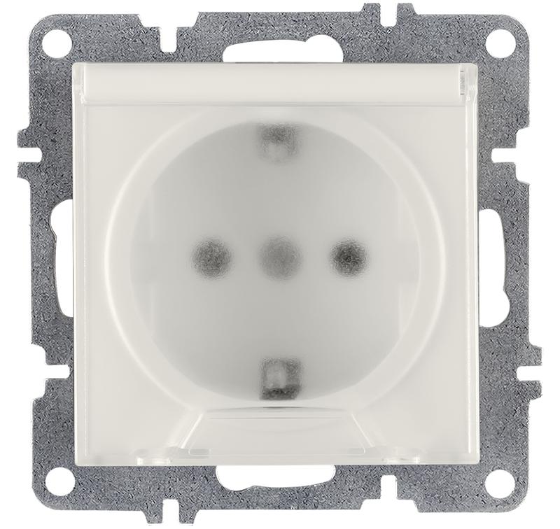 Розетка 1-м СП LAVIN/KAREN 16А IP20 с заземл. с крышкой механизм бел. ARVIA 50 01 1000 218