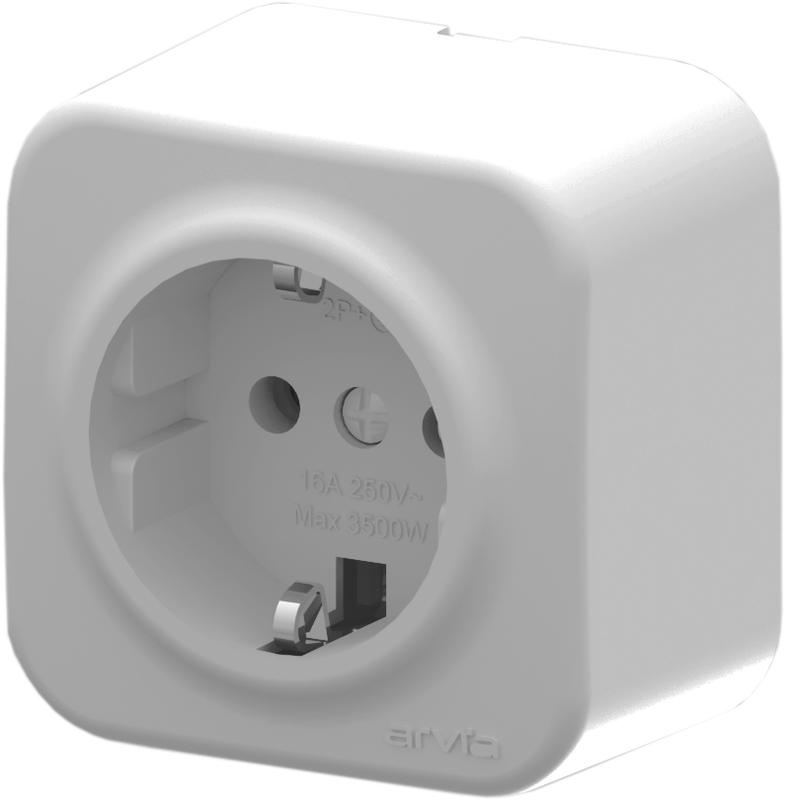 Розетка 1-м СП ARIA 16А IP20 с заземл. бел. ARVIA 25 01 1000 217