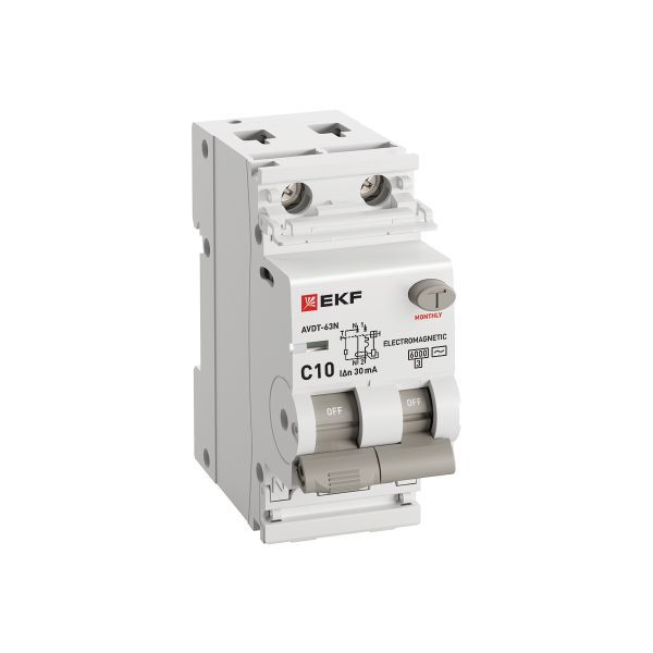 Выключатель автоматический дифференциального тока 2п (1P+N) C 10А 30мА тип AC 6кА АВДТ-63N (электромех.) PROxima EKF D63N26M10C30