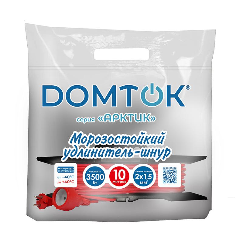 Удлинитель-шнур на рамке 1х10м без заземл. 16А IP44 3.5кВт КГ 2х1.5 АРКТИК морозостойкий DOMTOK 2608