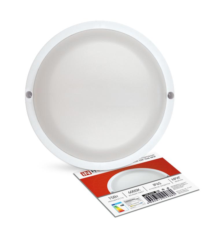 Светильник светодиодный СПП 1540-КРУГ 15Вт 4000К IP65 1350лм 140мм герметичный IN HOME 4690612044880