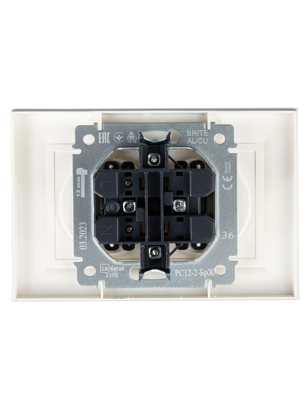 Розетка 2-м СП BRITE РС12-2-БрЖ 10А в сборе без заземл. без защ. шторок жемчуж. IEK BR-R20-10-K36-F