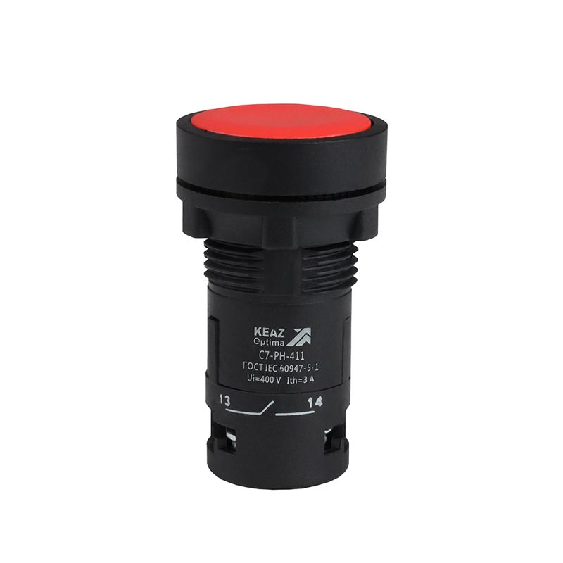 Кнопка с фиксацией OptiSignal Compact D22 С7-PH-411 красн. 1НО+1НЗ XB7NH45 КЭАЗ 362075