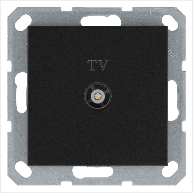 Розетка телевизионная оконечная TV Ф9.5мм механизм антрацит Jasmart G6001B