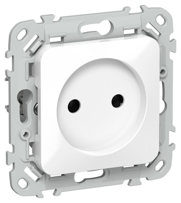 Розетка СП FLITE РС01-1-ФлБ 10А без заземл. без защ. шторок безвинтовое крепление механизм бел. IEK FI-R10-10-1-K01