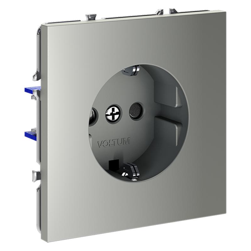 Розетка 1-м СП S70 16А с заземл. защ. шторки механизм сталь Voltum VLS040205