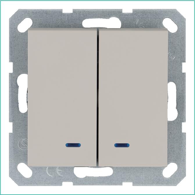 Выключатель 2-кл. 10А IP20 с подсветкой механизм тауп Jasmart G3023NT