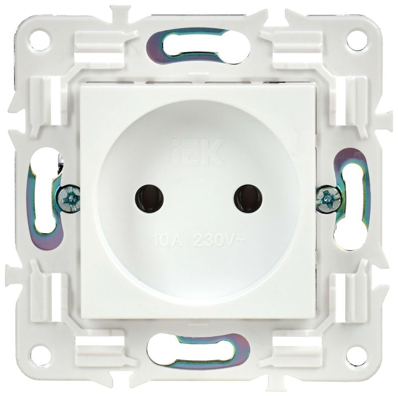 Розетка SKANDY 10А без заземл. без защ. шторок SK-R02W арктич. бел. IEK SK-R10-10-K01