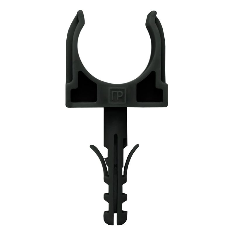 Держатель для труб (клипса) d32мм с дюбелем черн. (в малой упак.) (уп.10шт) Промрукав PR13.0306