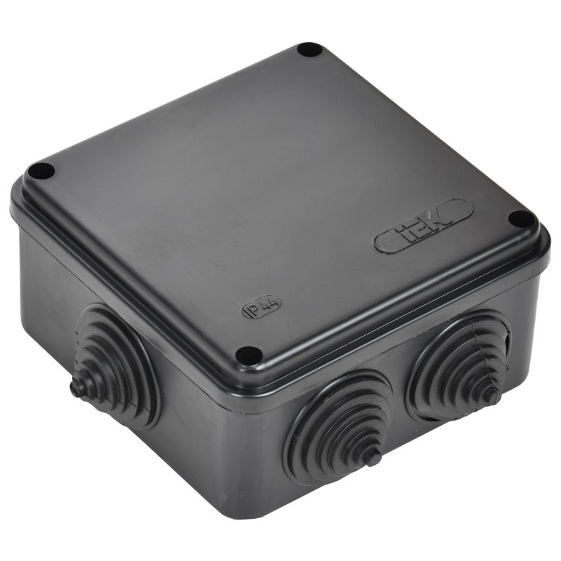 Коробка распаячная КМ41233 100х100х50мм IP44 6 вводов черн. IEK UKO11-100-100-050-K02-44