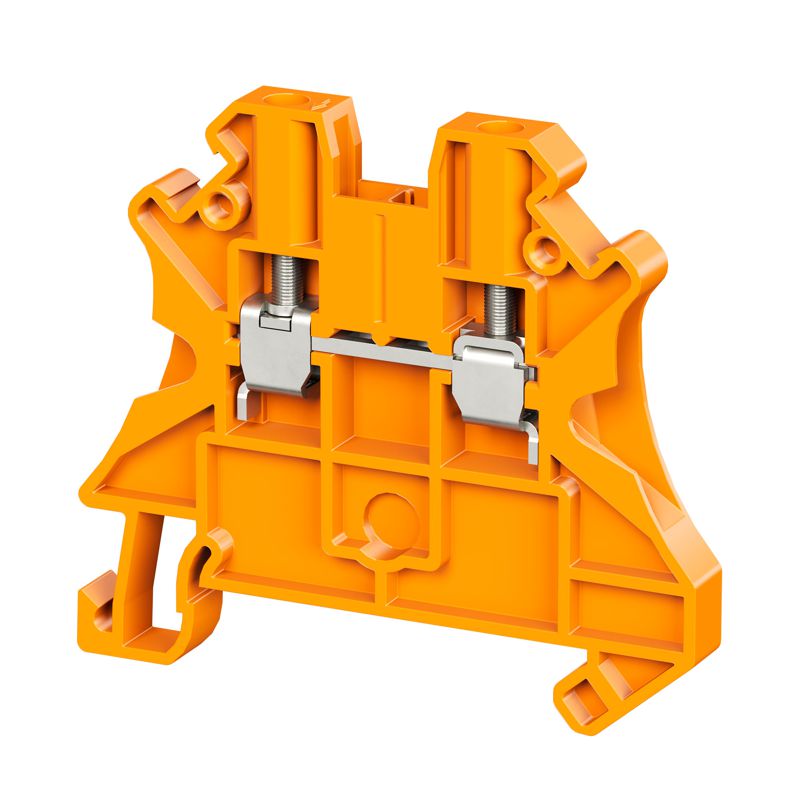 Клемма проходная винтовой зажим 2 точки подключения 4кв.мм оранж. DKC TUR-4R-OR