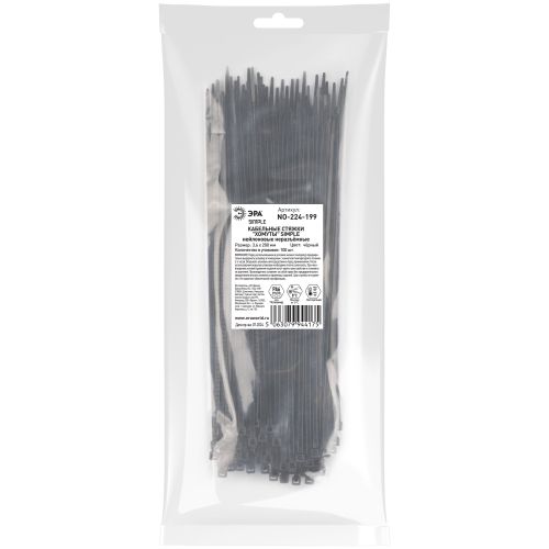 Хомут кабельный Simple 3.6х200 черн. NO-224-199 (уп.100шт) Эра Б0066033
