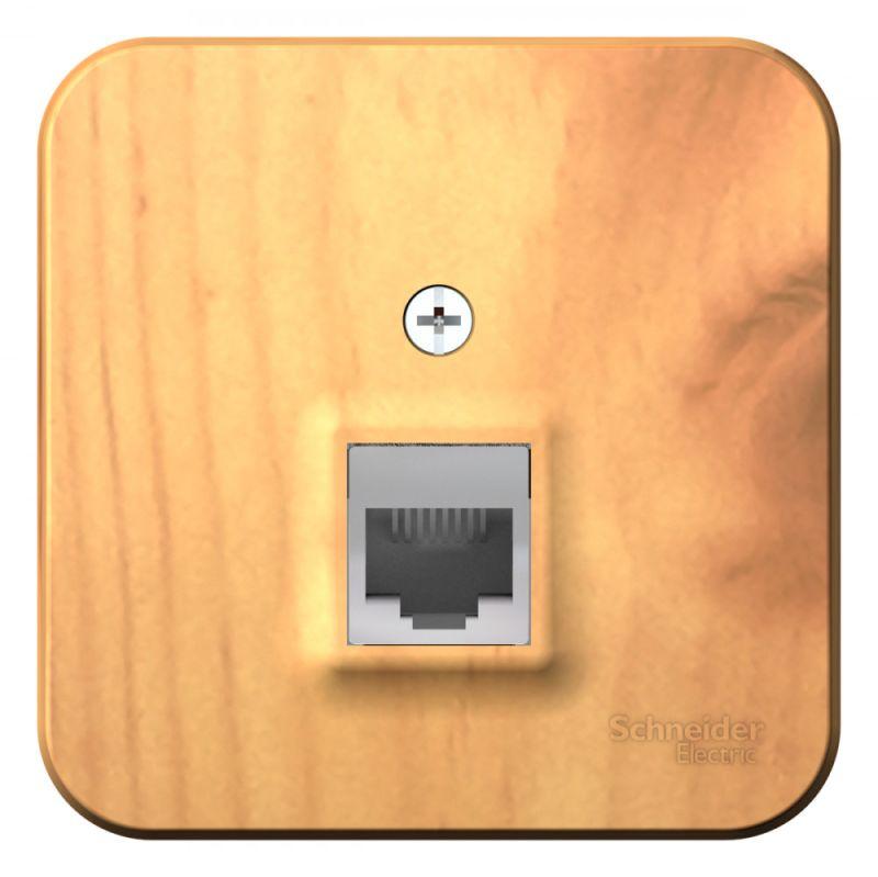 Розетка телефонная 1-м ОП Blanca RJ11 с изолир. пластиной ясень SE BLNIA011005