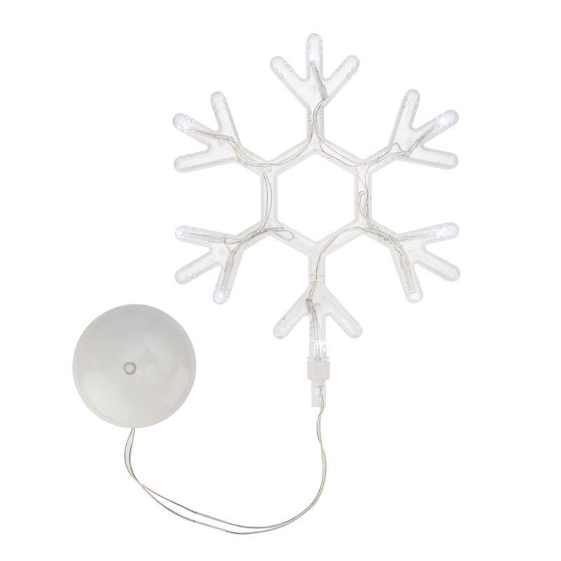Фигура светодиодная "Снежинка" 8LED 1Вт 4.5В IP20 на присоске с подвесом элементы питания 3хAAA (в компл.) бел. Neon-Night 501-019