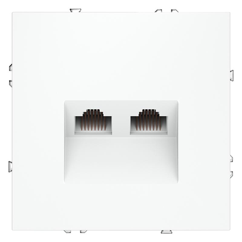 Розетка компьютерная 2-м СП S70 RJ45 + RJ45 кат.6 механизм бел. матов. Voltum VLS060202