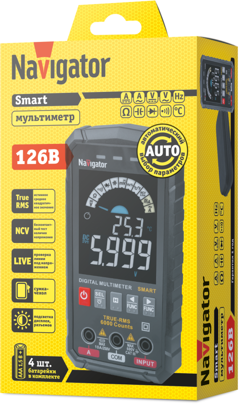 Мультиметр 95 770 NMT-Mm-126B True RMS Smart цветной дисплей Navigator 95770