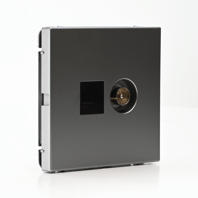 Розетка компьютерная + телевизионная 2-м СП ArtGallery RJ45 кат.5E + TV механизм сталь SE GAL000989